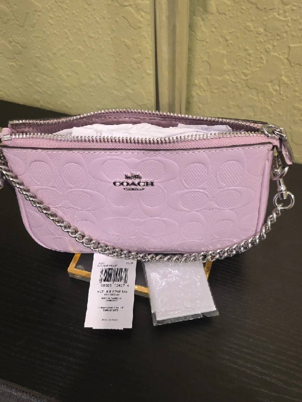 Coach Lavender/Purple Patent Mini Wristlet with Chain Strap - NWT - Picture 6 of 13